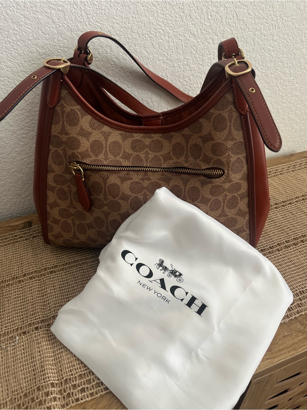 COACH Lori Shoulder Bag Signature Canvas C4825 Tan Rust New Without Tags